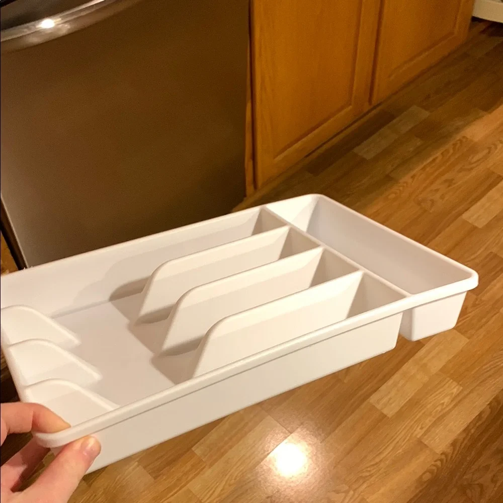 White Utensil Cutlery Organizer Tray for Kitchen Drawer